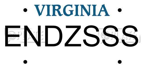 ENDZSSS Virginia License Plate