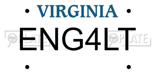 ENG4LT Virginia License Plate