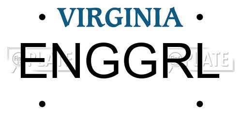 ENGGRL Virginia License Plate