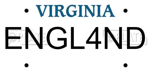 ENGL4ND Virginia License Plate