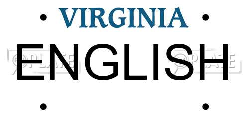 ENGLISH Virginia License Plate