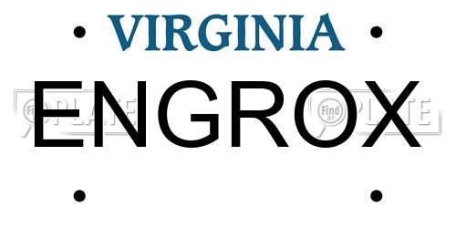 ENGROX Virginia License Plate