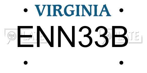 ENN33B Virginia License Plate