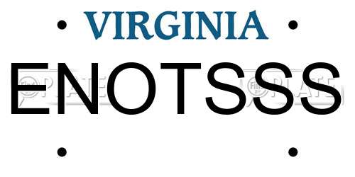 ENOTSSS Virginia License Plate