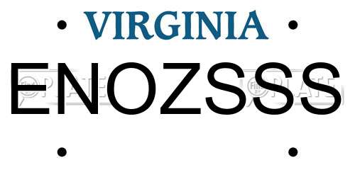ENOZSSS Virginia License Plate