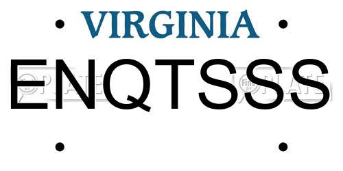 ENQTSSS Virginia License Plate