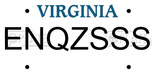 ENQZSSS Virginia License Plate