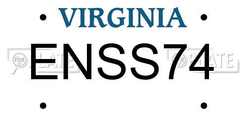 ENSS74 Virginia License Plate