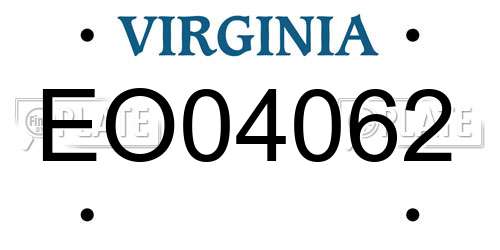 EO04062 Virginia License Plate