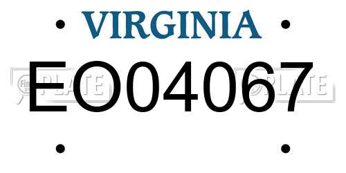EO04067 Virginia License Plate