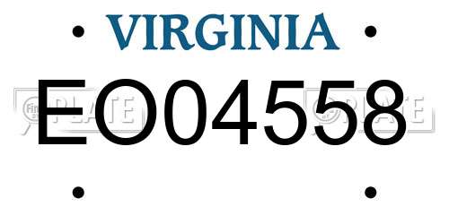 EO04558 Virginia License Plate