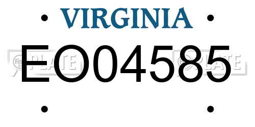 EO04585 Virginia License Plate