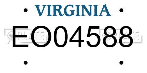 EO04588 Virginia License Plate