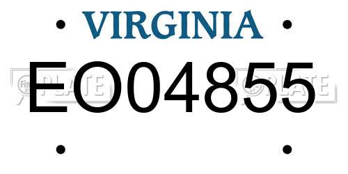 EO04855 Virginia License Plate