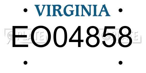 EO04858 Virginia License Plate