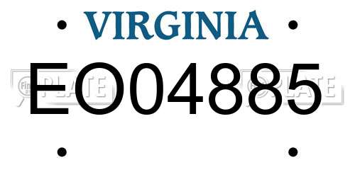 EO04885 Virginia License Plate
