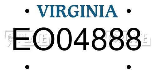 EO04888 Virginia License Plate