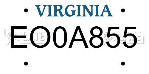 EO0A855 Virginia License Plate