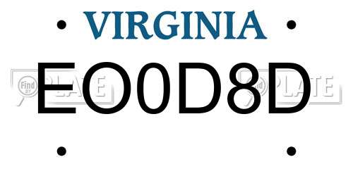 EO0D8D Virginia License Plate