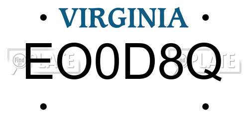 EO0D8Q Virginia License Plate
