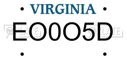 EO0O5D Virginia License Plate