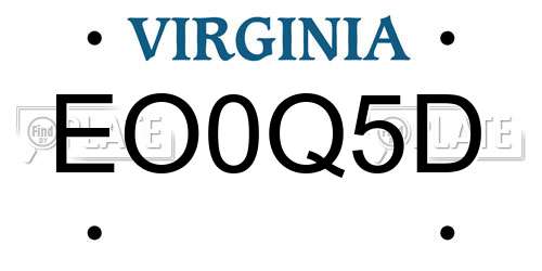 EO0Q5D Virginia License Plate