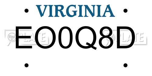 EO0Q8D Virginia License Plate