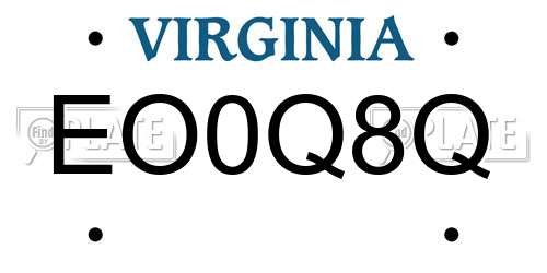 EO0Q8Q Virginia License Plate