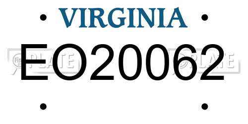 EO20062 Virginia License Plate