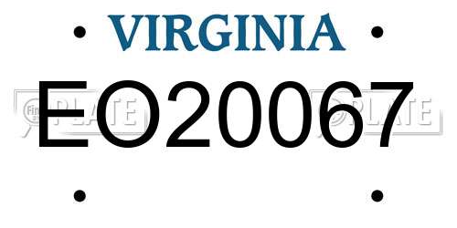 EO20067 Virginia License Plate