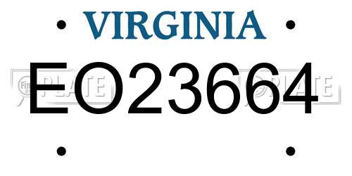 EO23664 Virginia License Plate