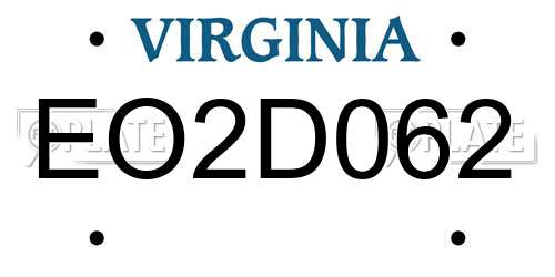 EO2D062 Virginia License Plate