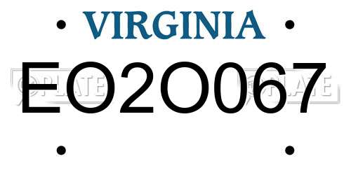 EO2O067 Virginia License Plate