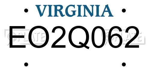 EO2Q062 Virginia License Plate