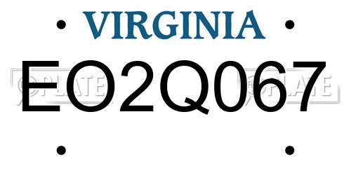 EO2Q067 Virginia License Plate