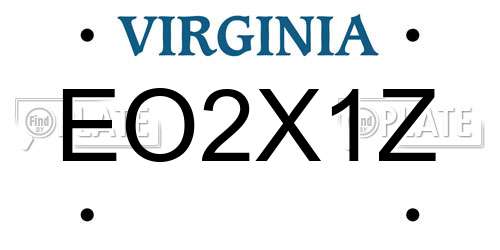 EO2X1Z Virginia License Plate