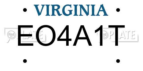 EO4A1T Virginia License Plate