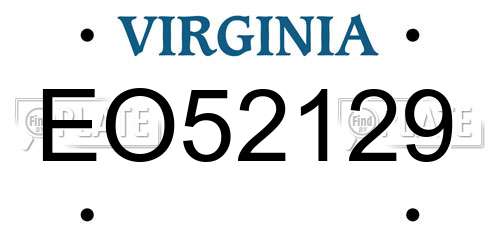 EO52129 Virginia License Plate