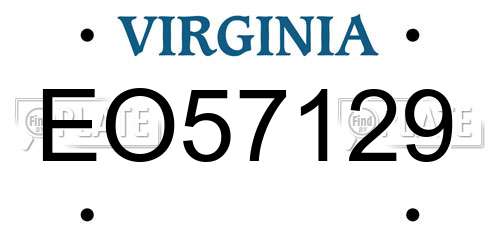 EO57129 Virginia License Plate