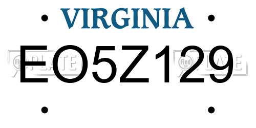 EO5Z129 Virginia License Plate