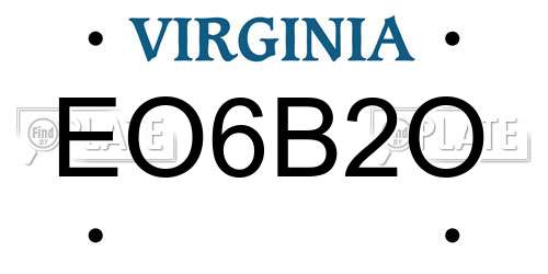 EO6B2O Virginia License Plate