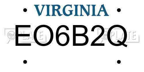 EO6B2Q Virginia License Plate