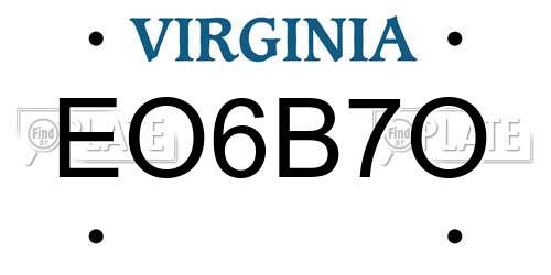 EO6B7O Virginia License Plate