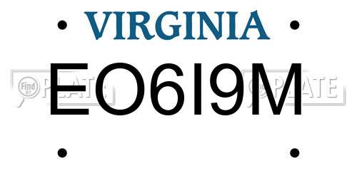 EO6I9M Virginia License Plate