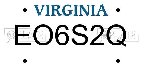 EO6S2Q Virginia License Plate