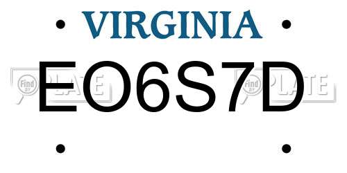 EO6S7D Virginia License Plate