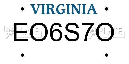 EO6S7O Virginia License Plate