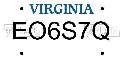 EO6S7Q Virginia License Plate