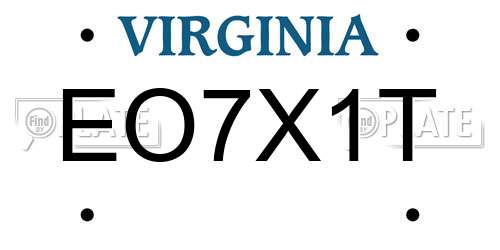 EO7X1T Virginia License Plate