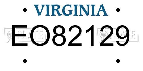 EO82129 Virginia License Plate